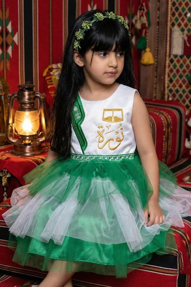 Green and white patriotic fluffy dress with a royal design for Foundation Day 2026 — product image 3