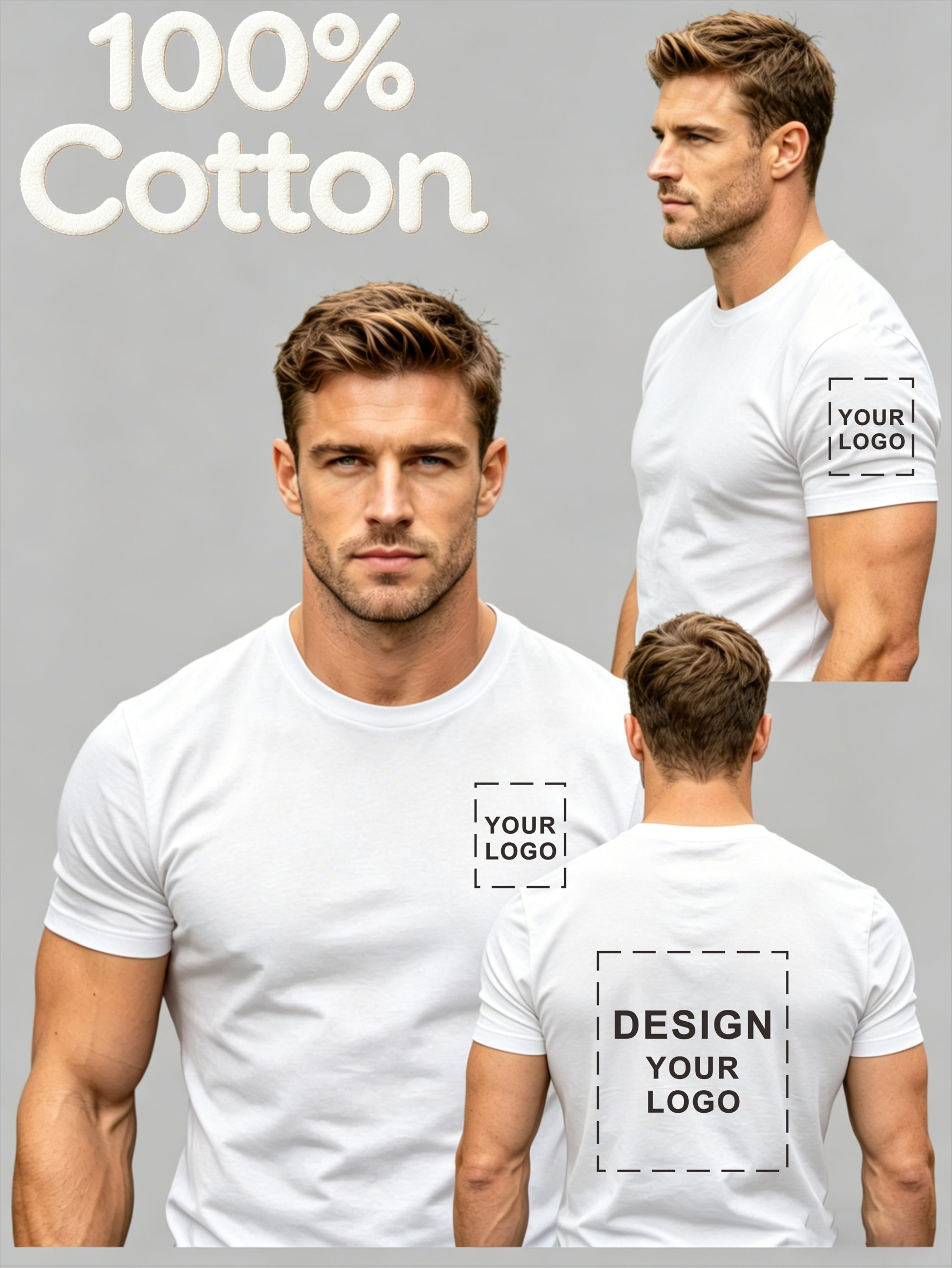 Personalized Logo Apparel – Men's Pure Cotton Short-Sleeve T-Shirt, with Self-Defined Logo Pattern – image 1