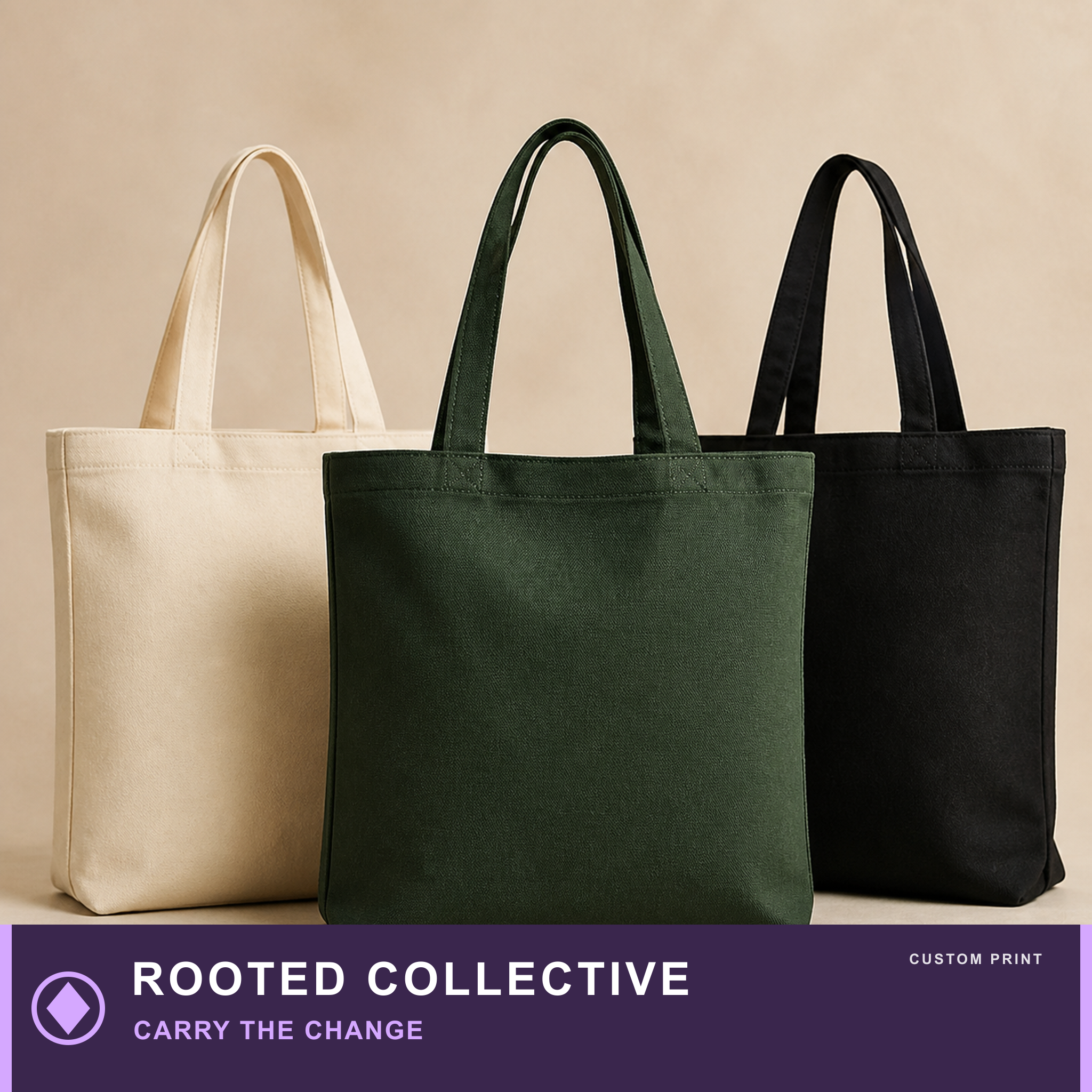 Custom Printed Canvas Tote Bags — ROOTED COLLECTIVE: CARRY THE CHANGE