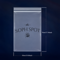 Illustrative mockup of a 50 × 70 cm clear zip-lock bag with one-color printing | نموذج توضيحي لكيس شفاف مقاس 50 × 70 سم بطباعة لون واحد