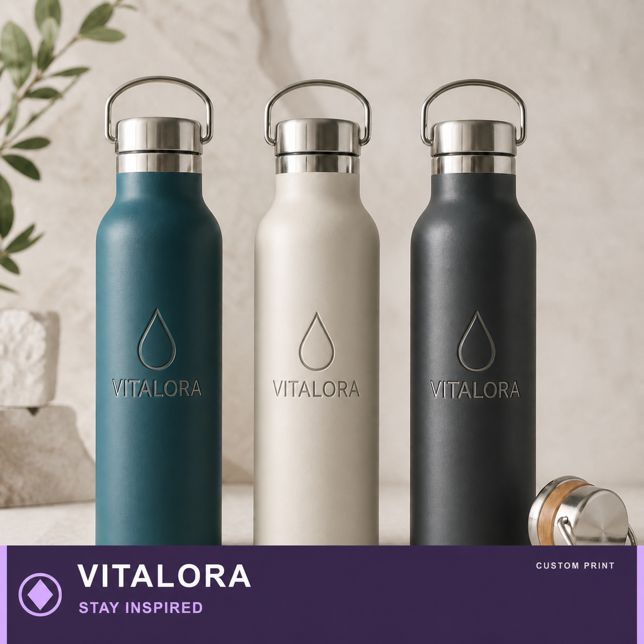 VITALORA printed on custom product — STAY INSPIRED