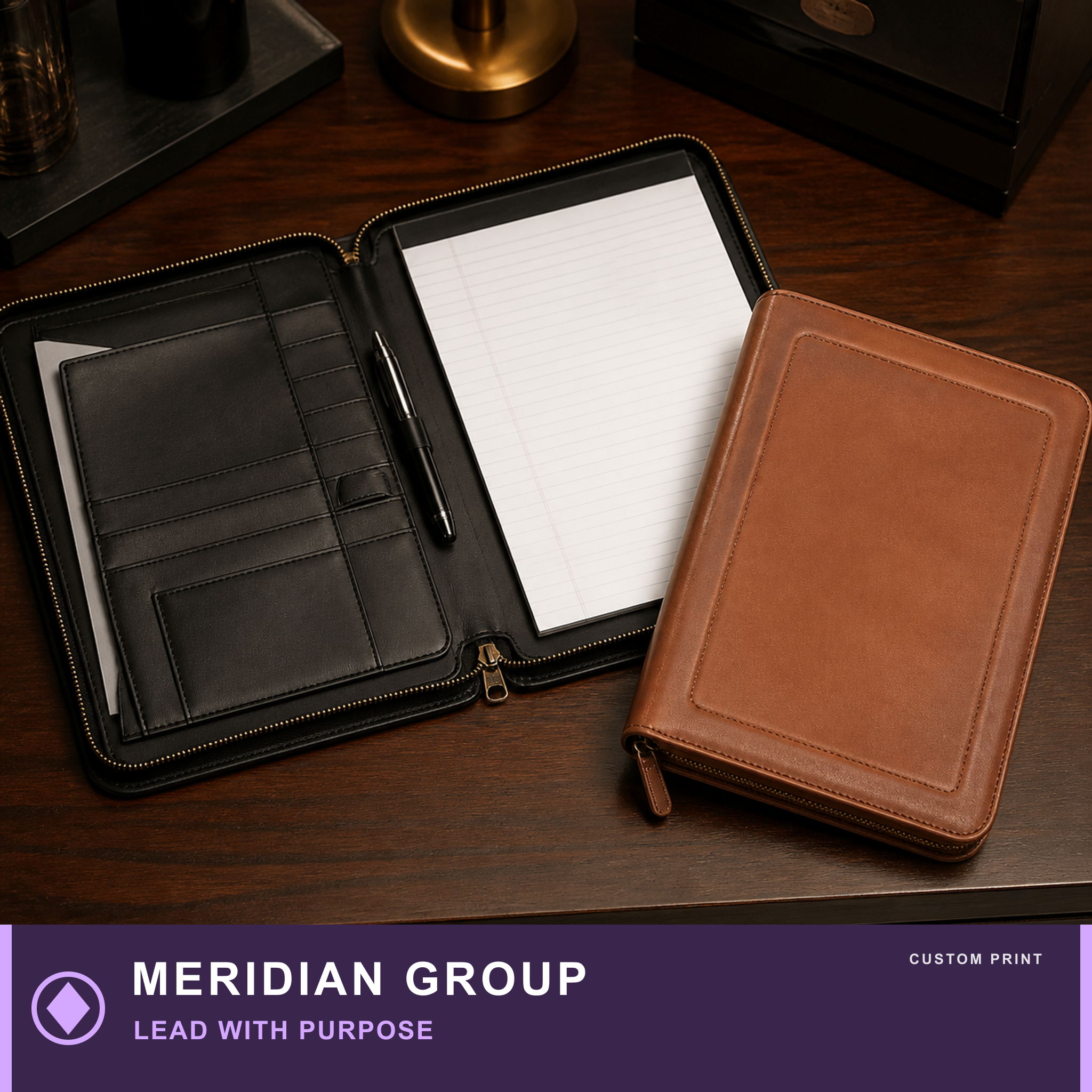 Custom Leather Executive Folios — MERIDIAN GROUP: LEAD WITH PURPOSE