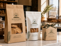 One-colour printed kraft brown and white cookie window bags