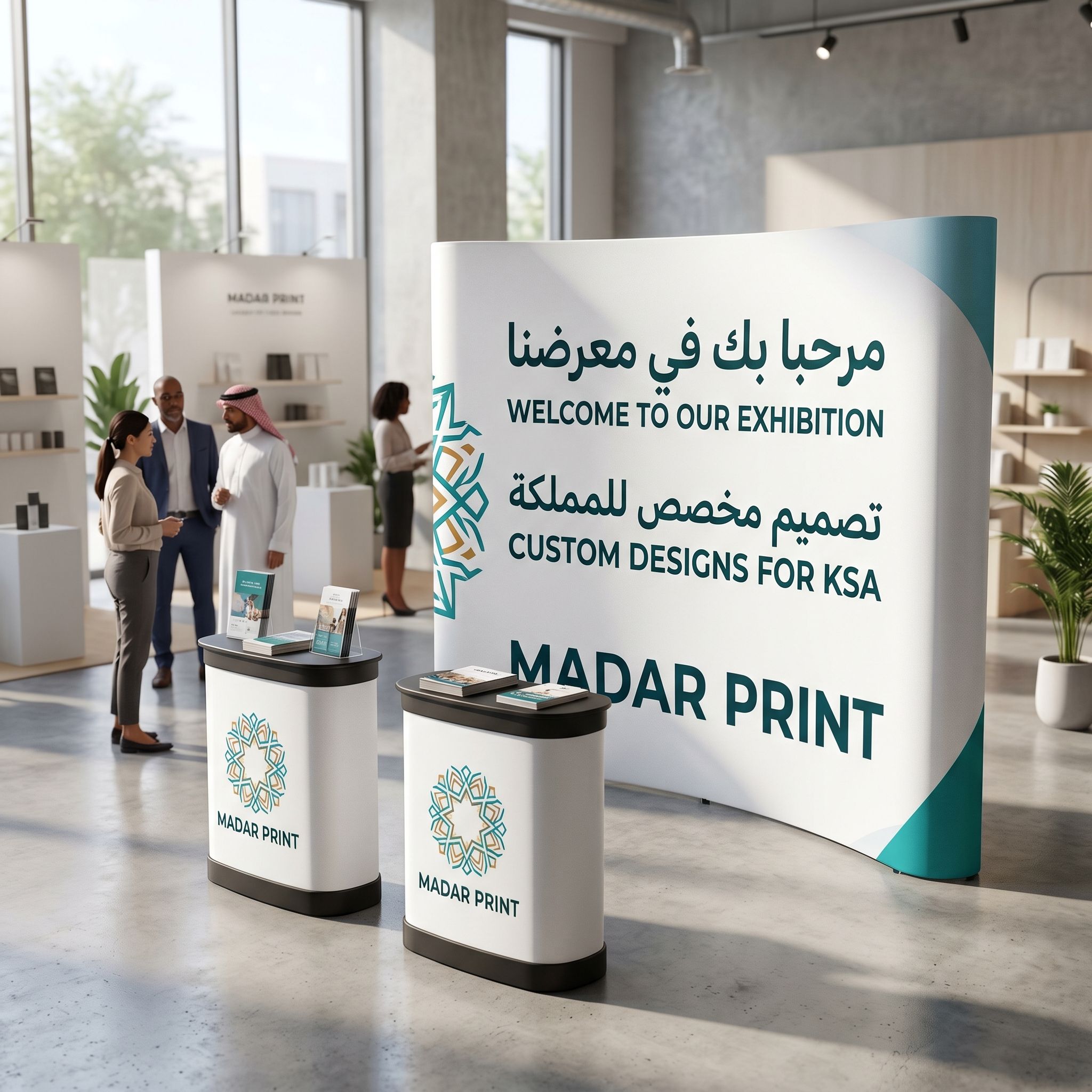 Custom pop-up displays in a modern retail space with vibrant printing and versatile branding features.
