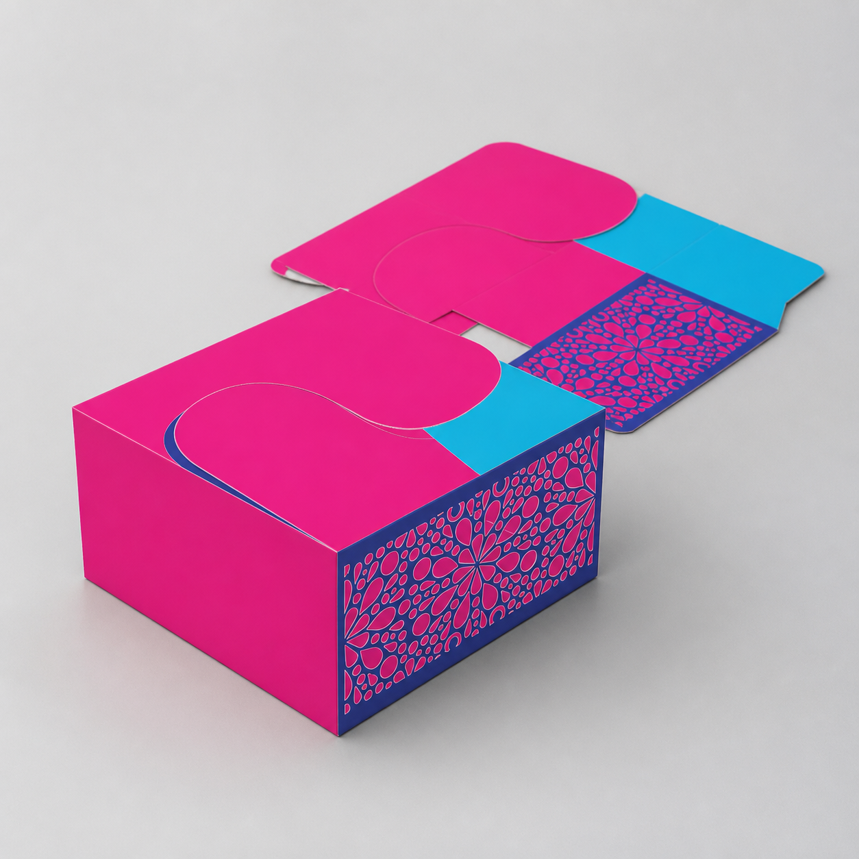 custom printed 27×21×15 cm  cake box — closed and flat construction view