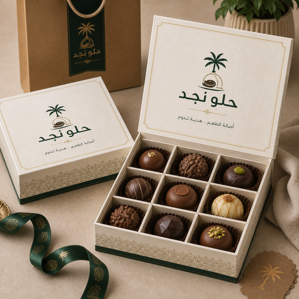 Custom sweets gift box filled with assorted chocolates