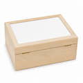 Customizable natural wooden keepsake box with blank printable lid panel