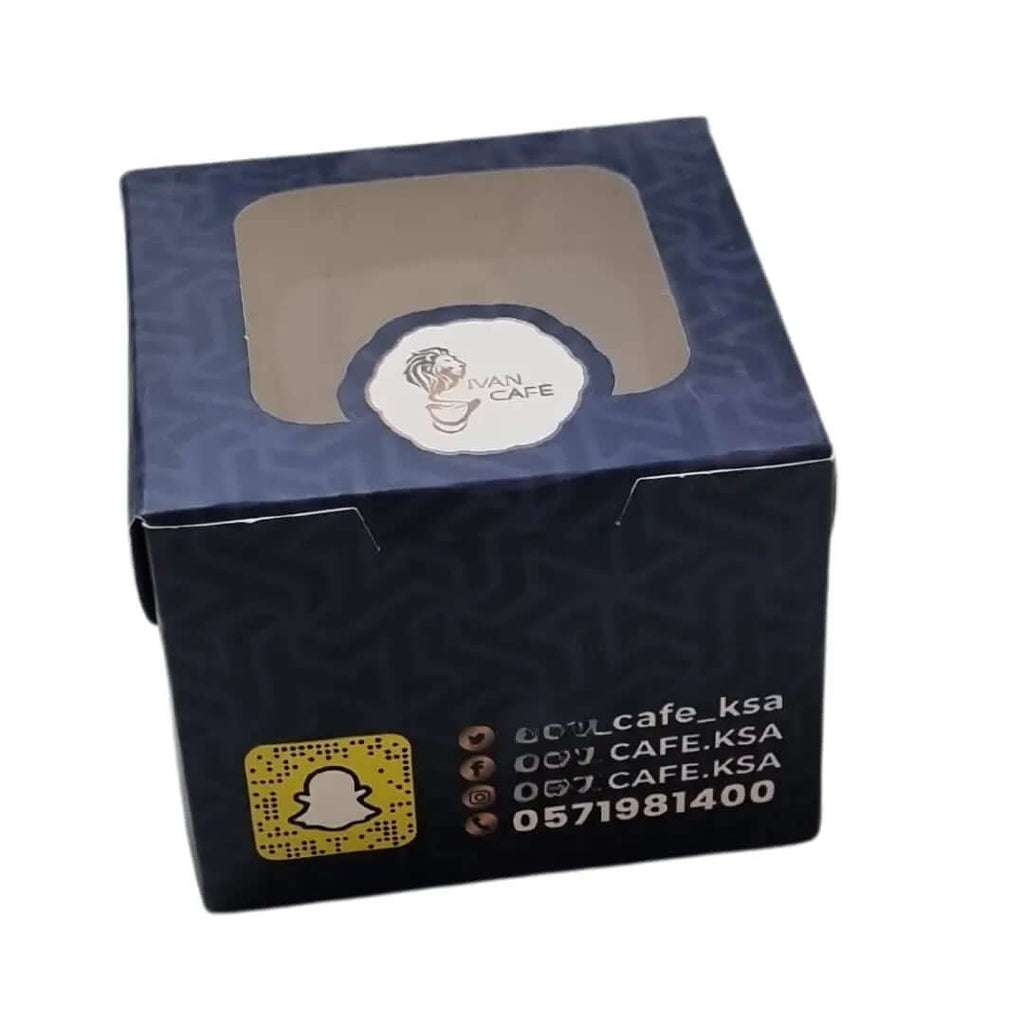 custom printed 10×10×10 cm box with clear window, for cake and burger and other usages