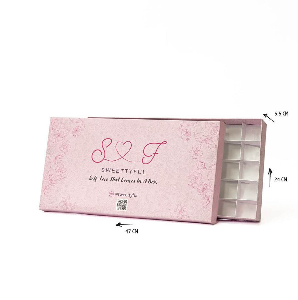 custom printed  big box for sweet projects 47×24×5.5 cm with 50 divisions