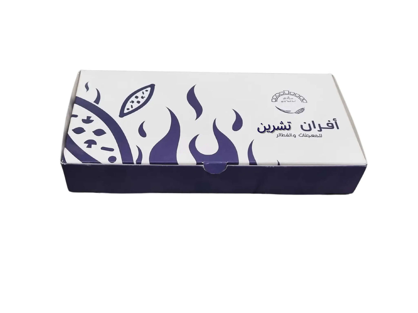 مواصفات العلبة
الطول: 26 سم العرض 13 سم الارتفاع 4 سم

يصلح للفطاير والحلويات والمخبوزرات وغيرها من الاستعمالات التي تناسب حجم البوكس
المادة: ورق انفركوت 350 جرام

الطباعة:
يمكنكم طلب طباعة خارجية فقط (يكون من الداخل أبيض تماماً) أو داخلية وخارجية 
 
السولوفان:
السولوفان هو طبقة نايلون عازلة تفيد في 1- يمنح المتانة للعلبة
2- يعزل الزيوت والسوائل عن الورق
3- يمنع الطباعة من الاختلاط بالمواد الغذائية 
لكم حرية الاختيار بإضافة سولوفان خارجي فقط أم داخلي فقط أم على الجانبين داخلي وخارجي
مدة التنفيذ 10-15 يوما
