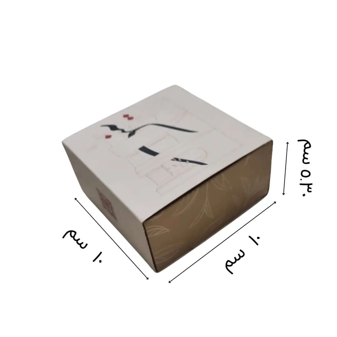 طباعة على علب السحب
علبة بأبعاد 10×10×5.25 سم
العلبة مزودة بمشمع خارحي (سولوفان) للمتانة 
طباعة بشعار وتصميم العميل
 