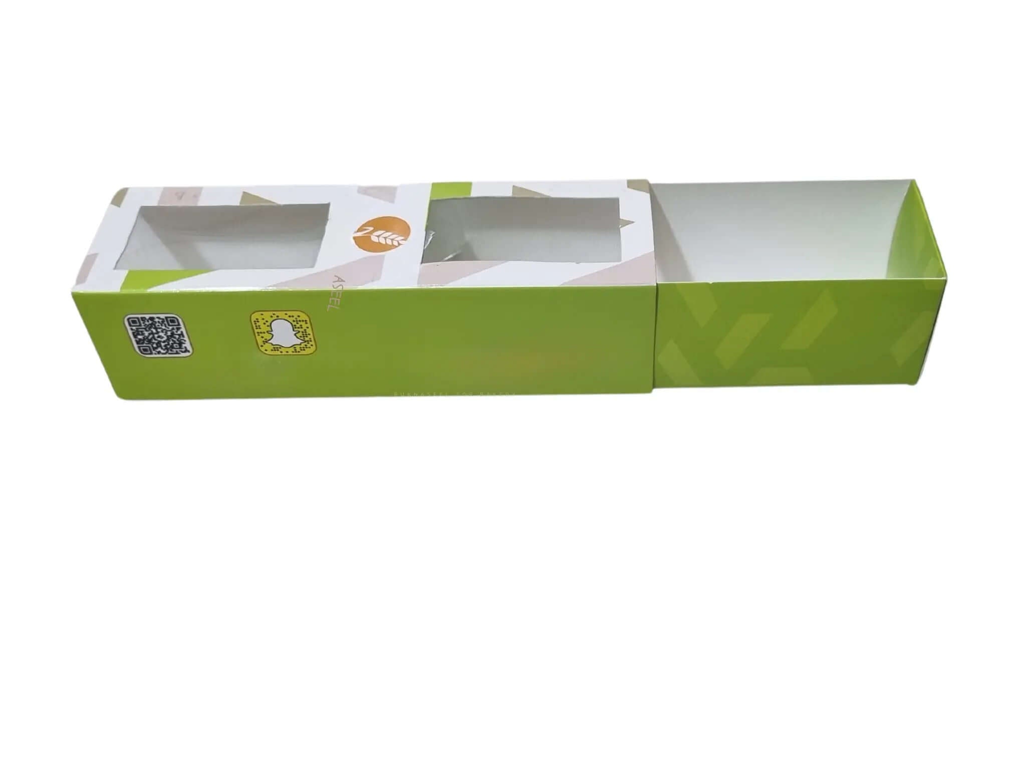 custom printing sliding clear window box for macarons with Shiny cellophane