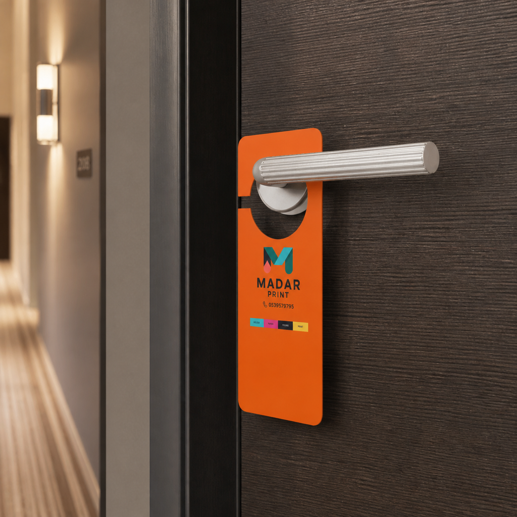 Customizable Premium Door Hanger Sign for Hotels Offices Do Not Disturb — realistic use view