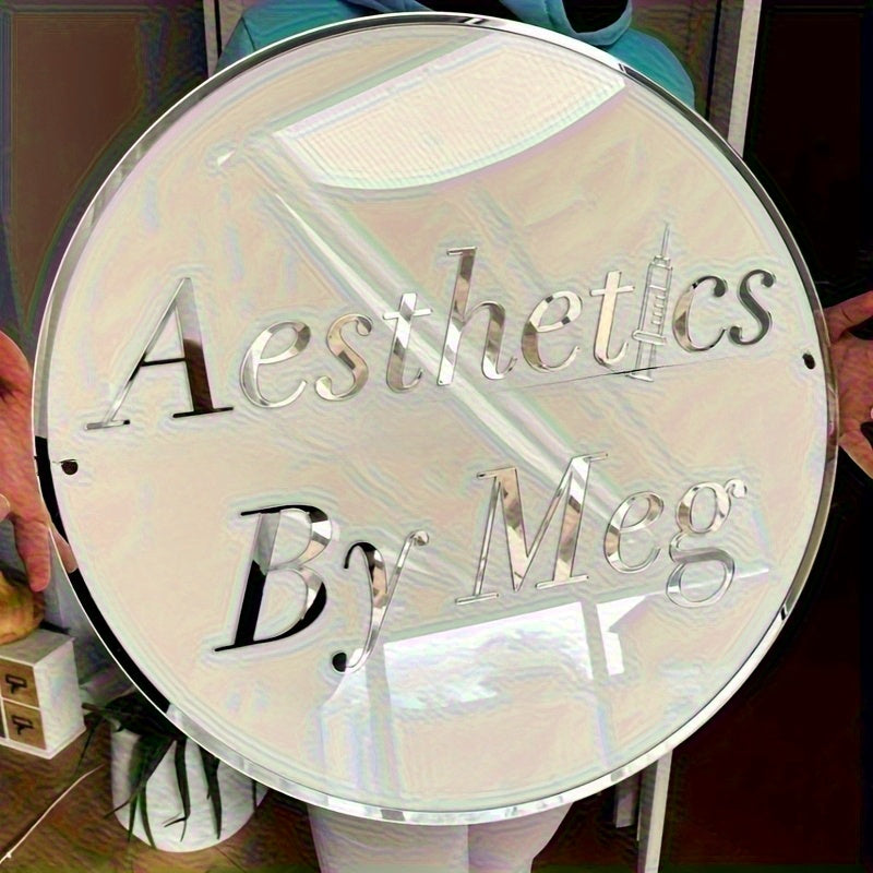 Design-Your-Own 2D Flat, Custom Round Acrylic Crystal Business Sign - Black Background with – Team – image 3
