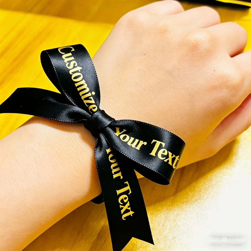 Custom Self-Defined Text 420cm X 3cm Gift Wrapping Ribbon, Black Ribbon with | Photo-Printed Packaging & – image 4