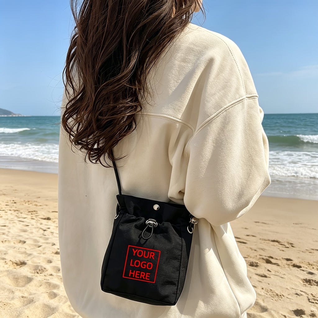 Custom Logo Small Shoulder Bag with Adjustable Strap & Drawstring Closure - | Business-Ready Branded – image 1