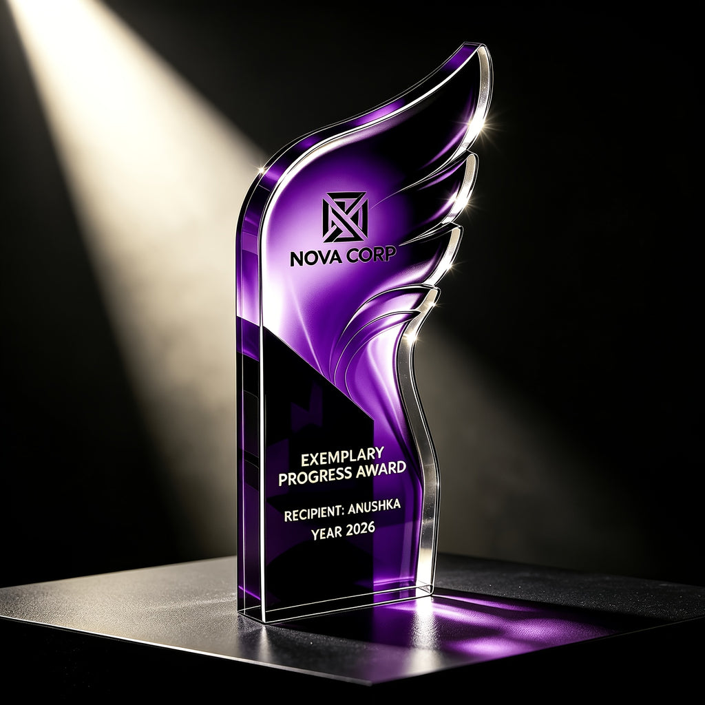 2D Flat, Text and Logo Specific Edition, Designed Wing-shaped Trophy | Business-Ready Corporate – image 2