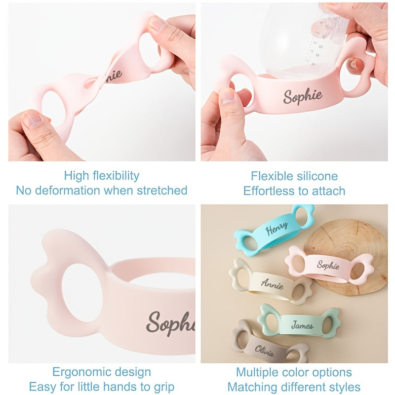 Personalized Custom Name Silicone Baby Bottle Handle, Butterfly Wing Hollow Out Anti-Slip Grip, Universal Baby… - image 4