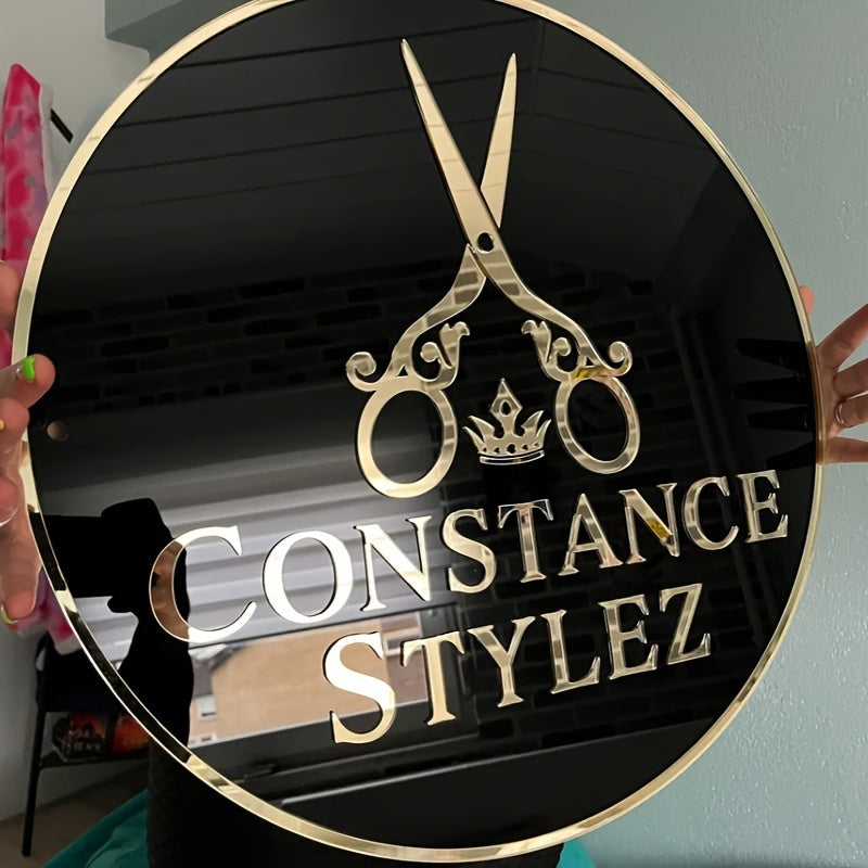 Design-Your-Own 2D Flat, Custom Round Acrylic Crystal Business Sign - Black Background with – Team – image 1