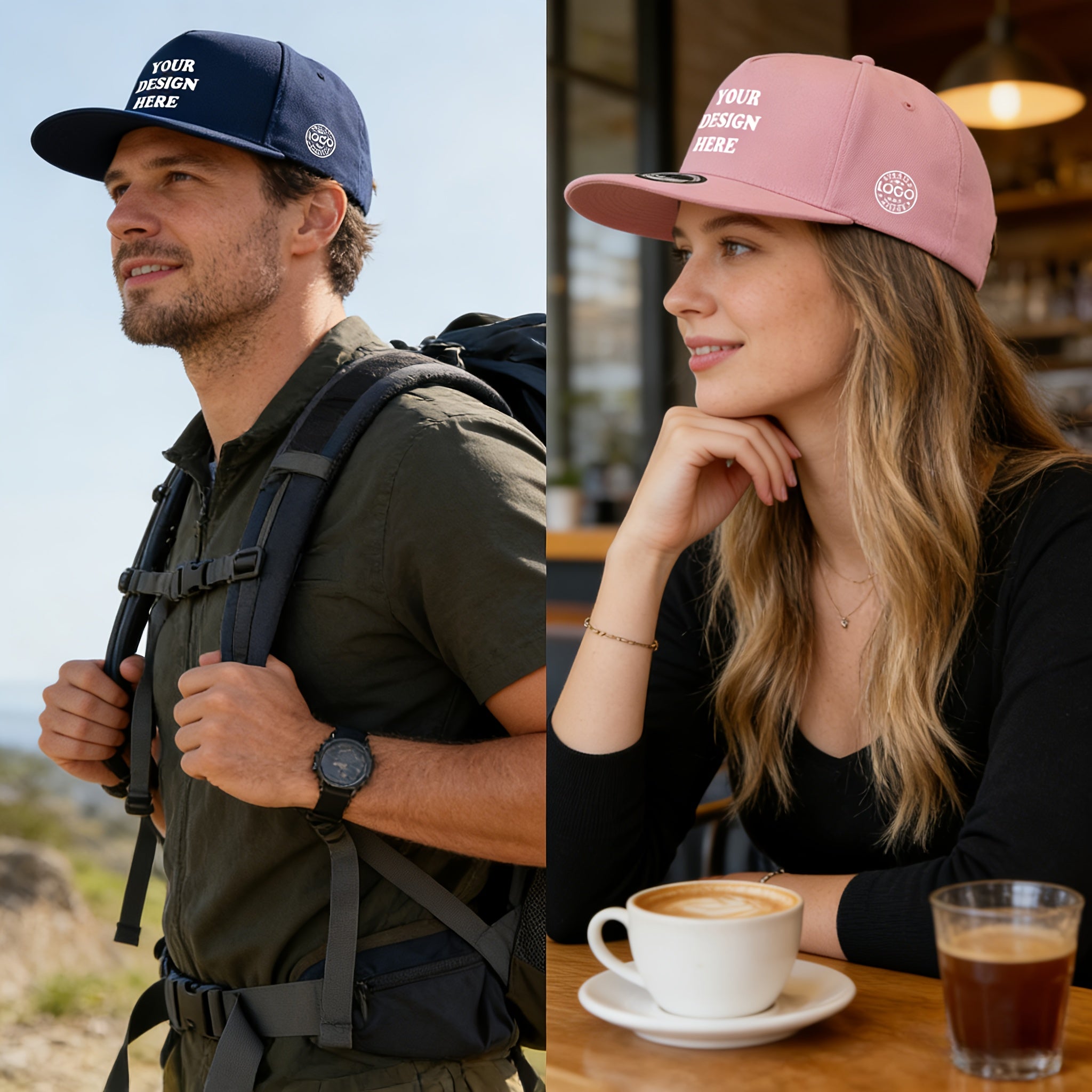 Custom-Printed Specialized Promotional Product – s Custom Flat-Brim Snapback Baseball Caps - -Sided – image 2