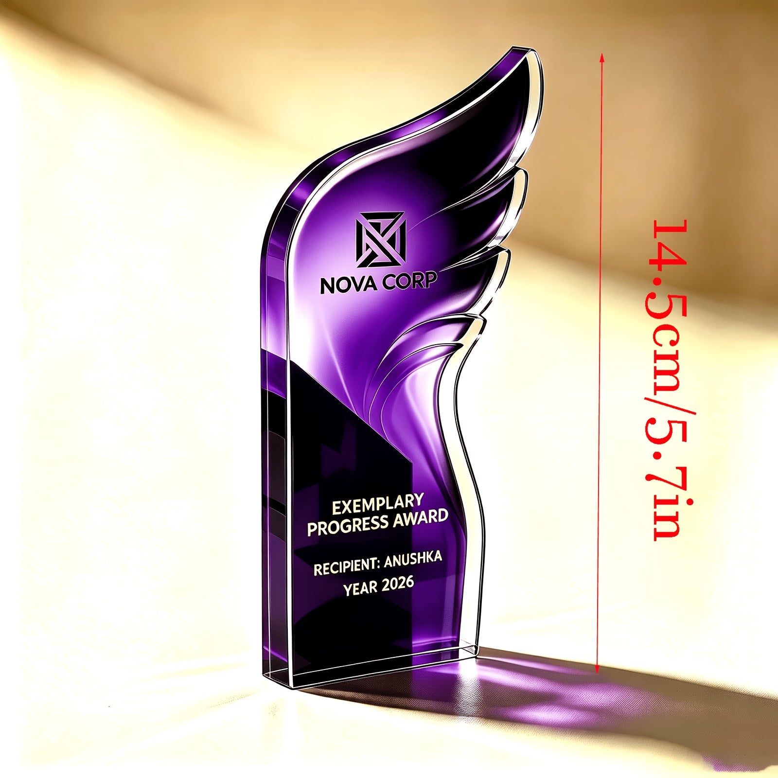 2D Flat, Text and Logo Specific Edition, Designed Wing-shaped Trophy | Business-Ready Corporate – image 4