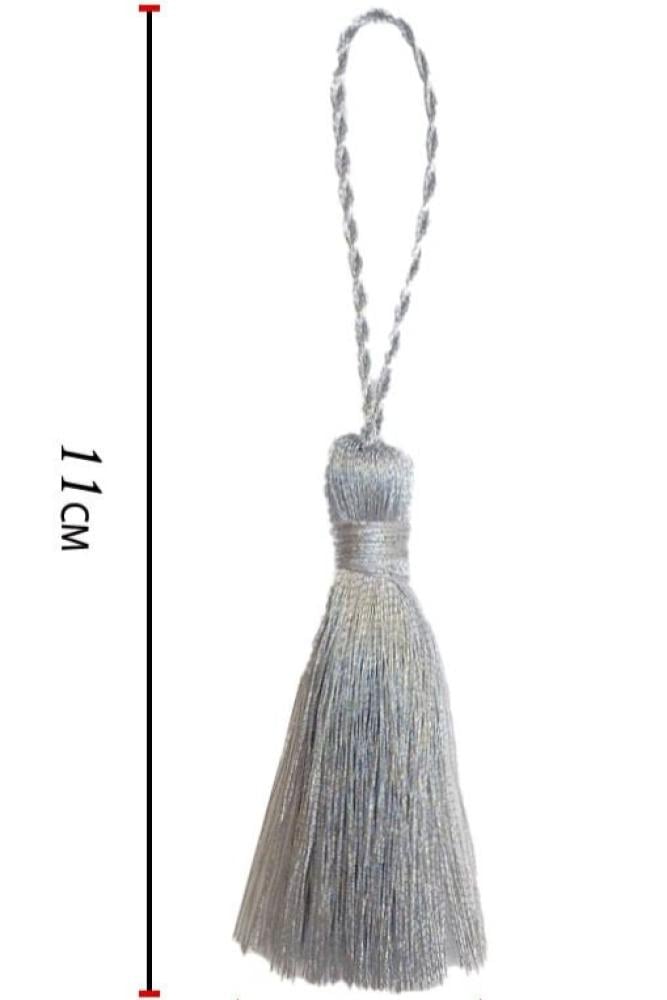 Silver silk fringe pendants - 12 pieces — product image 1