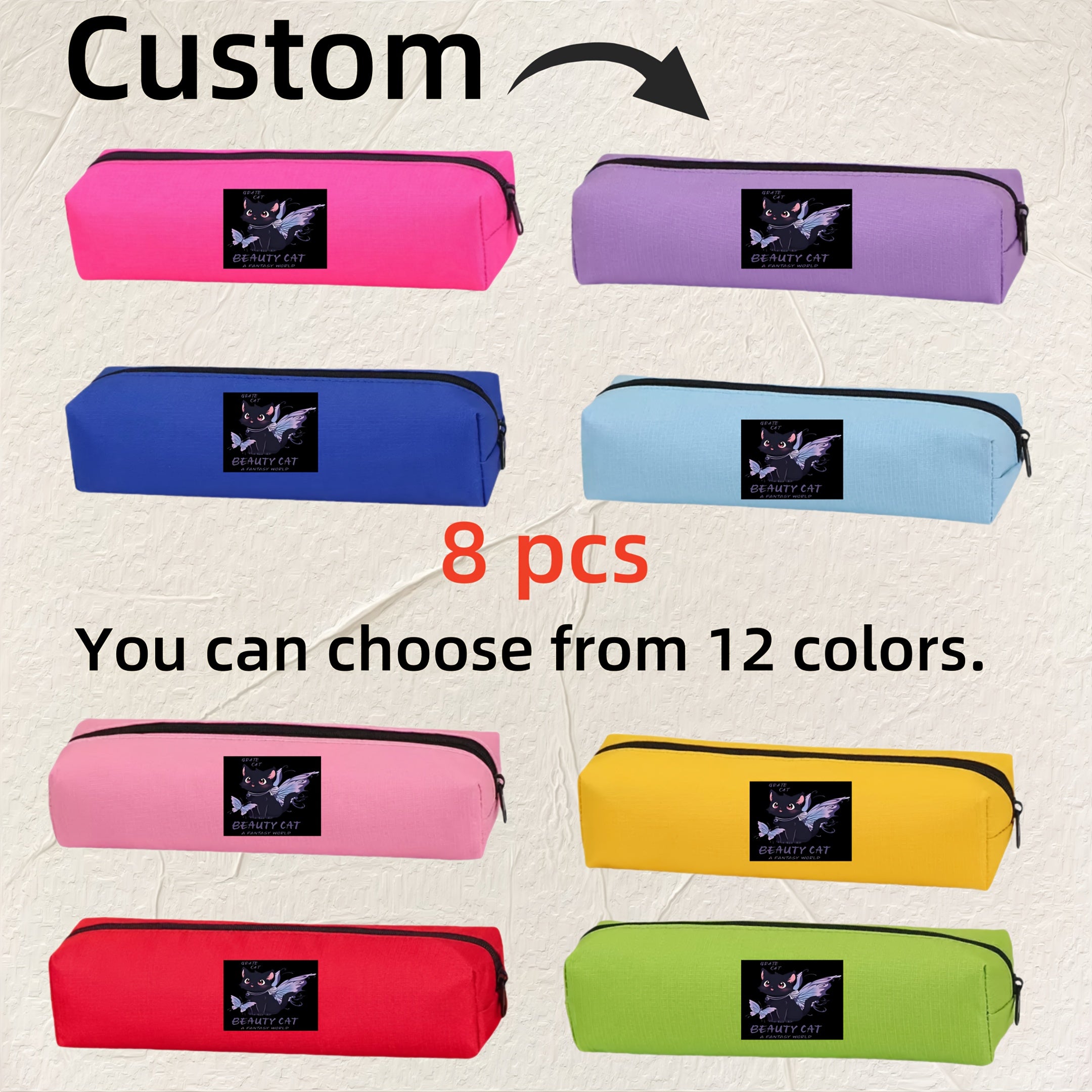 Brand-Forward Set of 8 Stationery Pouches/Pencil Cases - Tailor-Made, Pictures, Or – Marketing – image 1