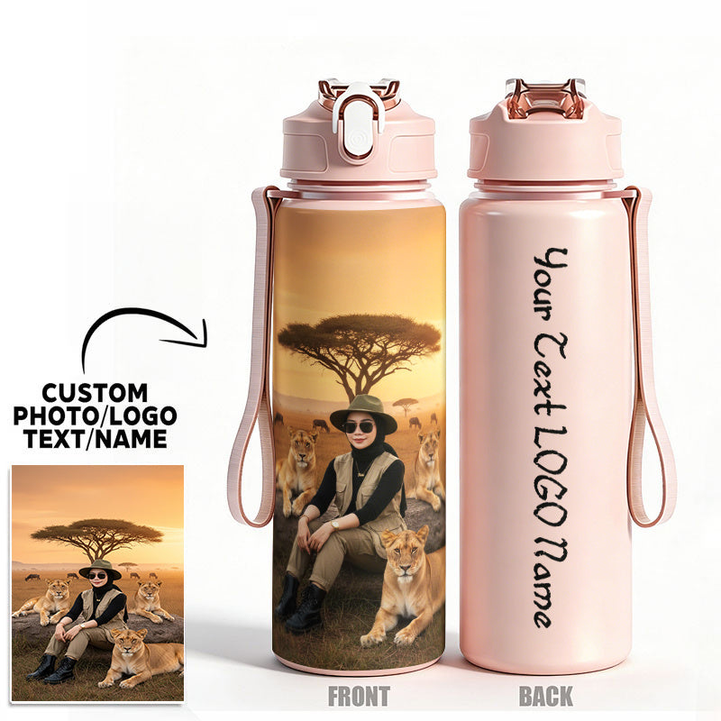 Logo-Ready Tumbler & Bottle – Custom Photo & Name/Logo Water Bottle - 26oz UV Printed Straw Lid with – image 3