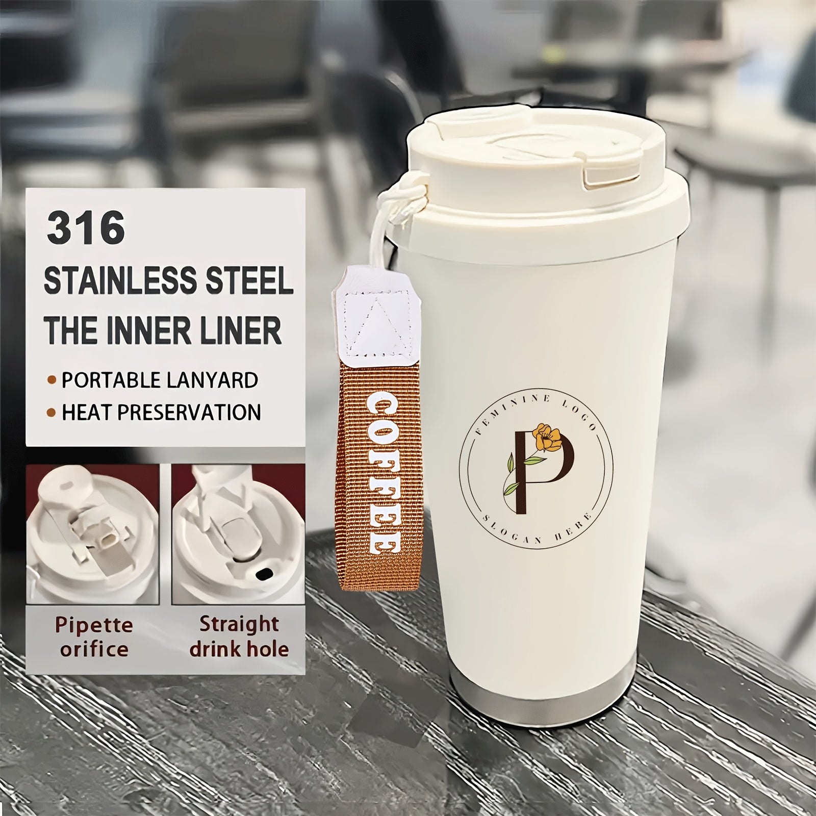 Single-piece Custom Insulated Tumbler, Coffee Cup with Custom Text or Image, | Business-Ready Tumbler & – image 2