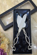 Elegant silver cake cutting set with carrier — product image 1