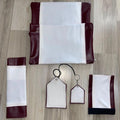 Car accessories, white velvet middle, plain burgundy leather edges — product image 1