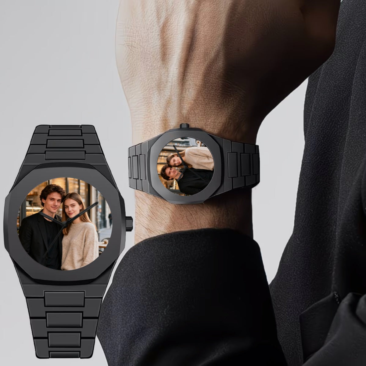 Photo/Text Watch - Dial And Photo Back, Quartz Movement, Men'S And Women'S | Made-to-Order Personalized – image 1