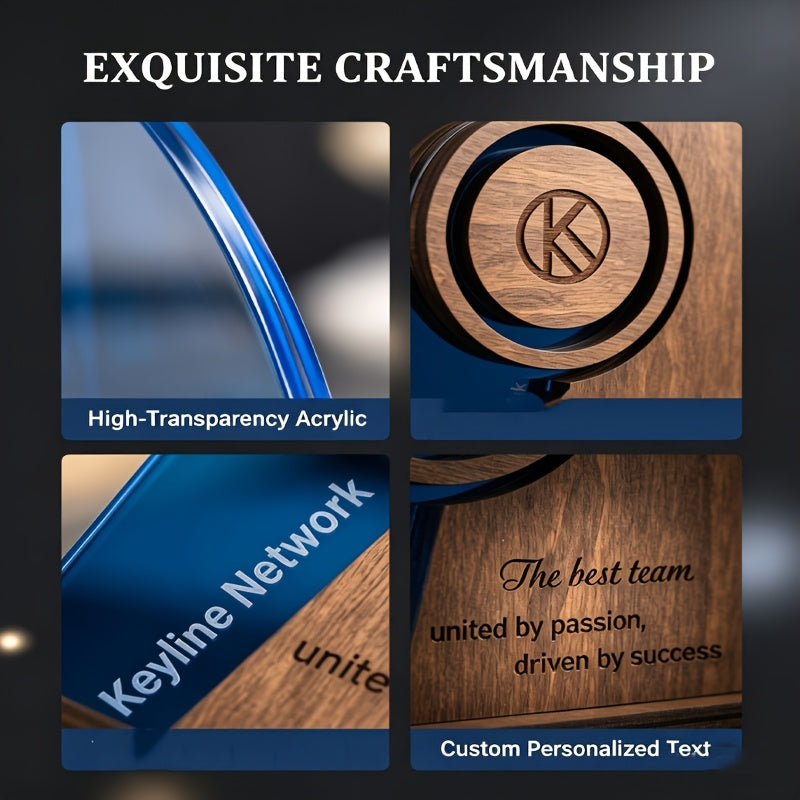 Bespoke Corporate Award – [2D Flat] Custom Logo And Text Wooden And Acrylic Medal Team – image 4