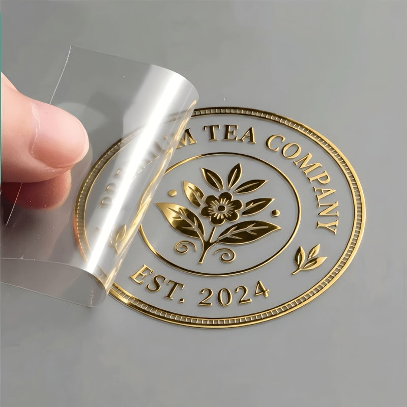 Custom Size 3D Golden Foil Crystal Transfer Stickers, Logo Photo Text, Glossy | Photo-Printed Event – image 1