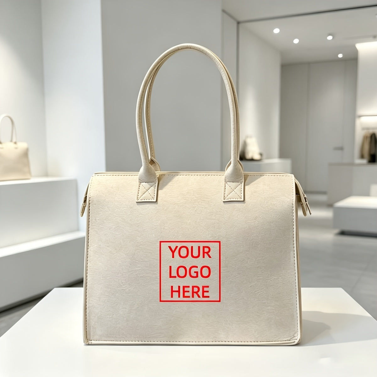 Women's Custom Photo/Text Tote Bag - Large Capacity Zippered Handbag | Business-Ready Branded – image 2