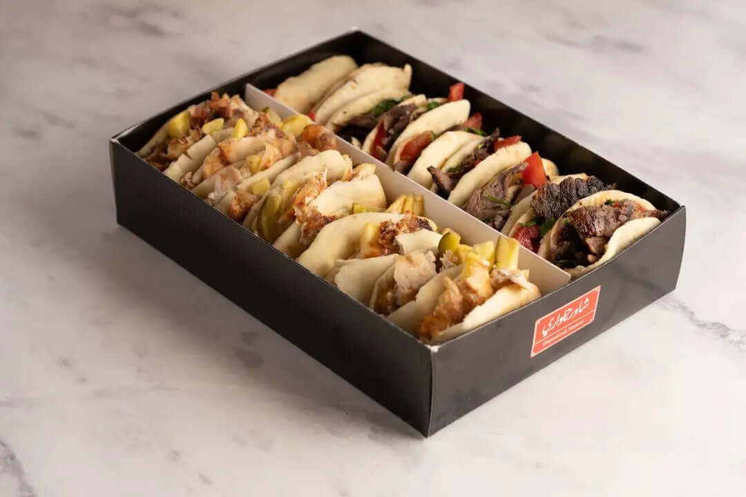 Boîtes d'emballage pour shawarma de bœuf, de poulet et mixte avec impression