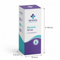 Custom syrup bottle box 55 x 55 x 140 mm size annotation
