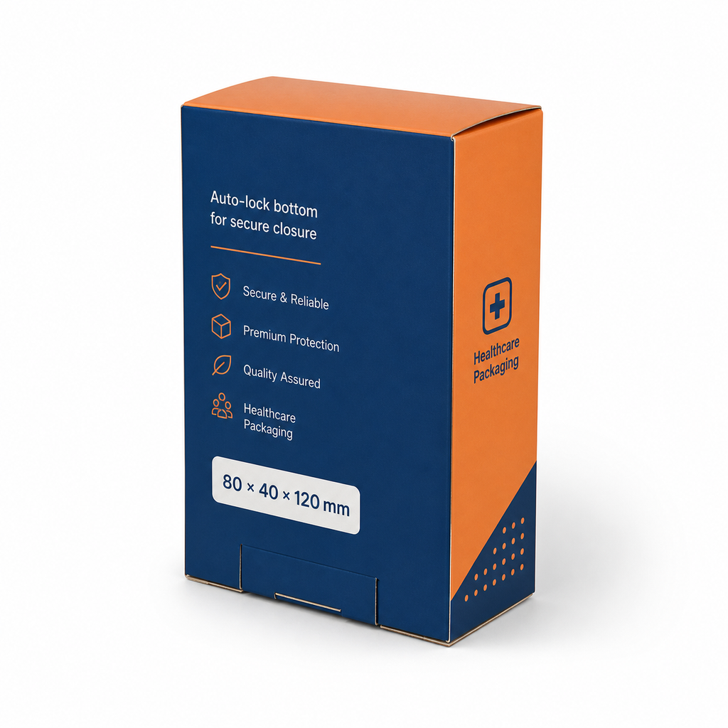 Custom vial medicine box 80 x 40 x 120 mm back view