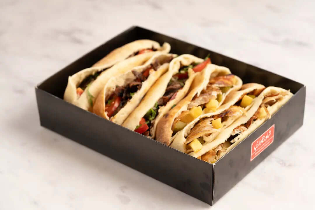 Boîtes d'emballage pour shawarma de bœuf, de poulet et mixte avec logo