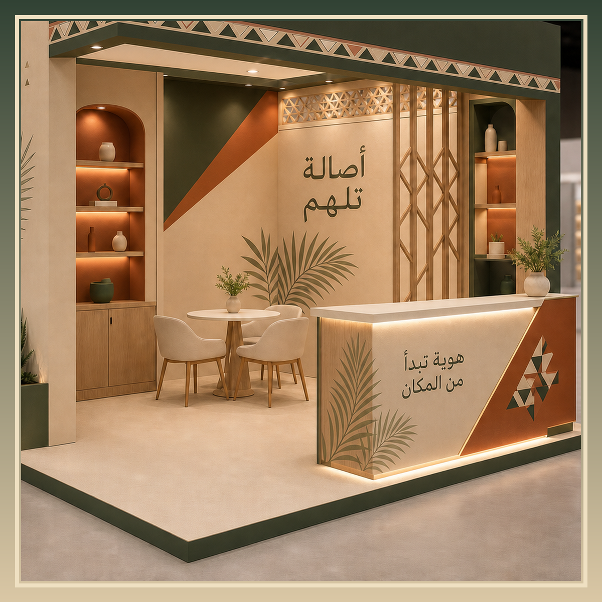 NAJDA 3×3-Messestand – individuell gestaltetes Druckdesign im Najdi-Stil
