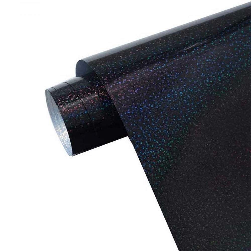 heat-transfer vinyl, black colored glitter fabric — product image 1