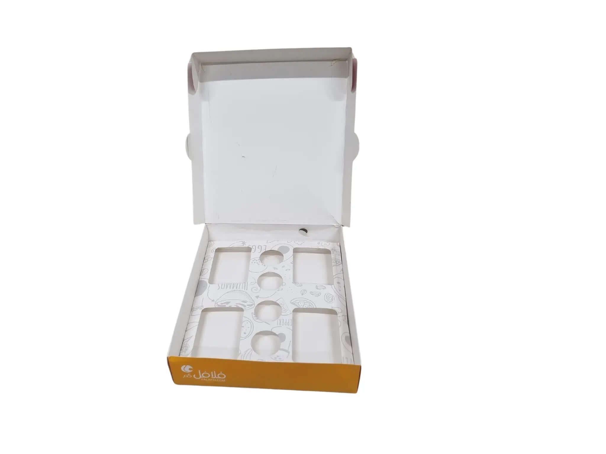 scatola colazione b 4 atbaq e 4 aperture per salsa dimensioni: 37x33x7 cm abaad apertura altbq: 12x9 cm stampa con logo del cliente alscatola mzed bghlaf sylefan kharjy per mtana