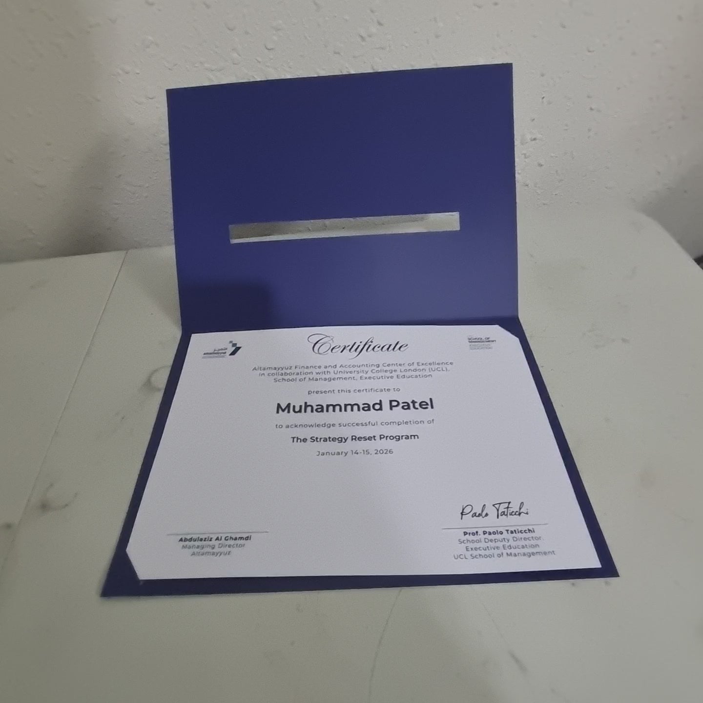 Premium Custom Certificate Holder with Die-Cut Name Viewing Window
