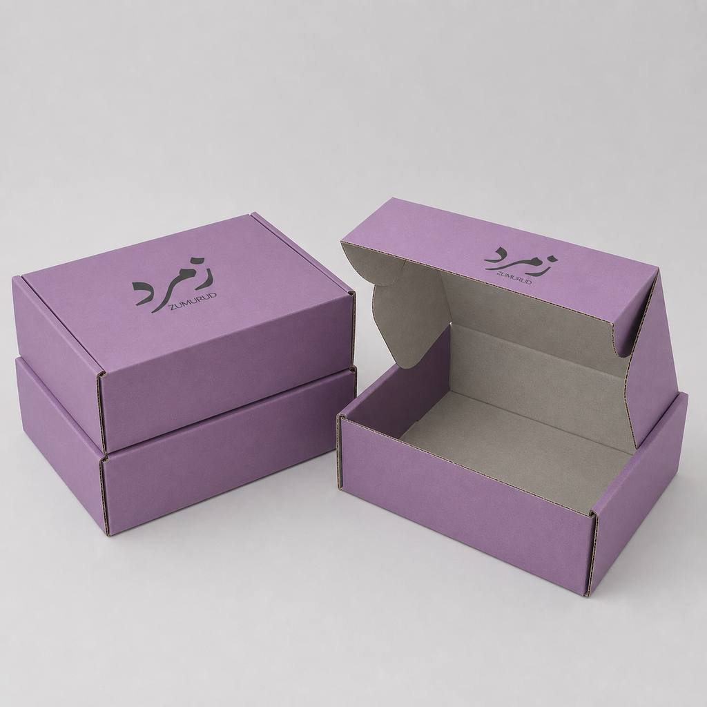 Purple 3-Layer Corrugated Mailing Box 267x200x88mm Custom Print, 1 color printing — alternate functional view