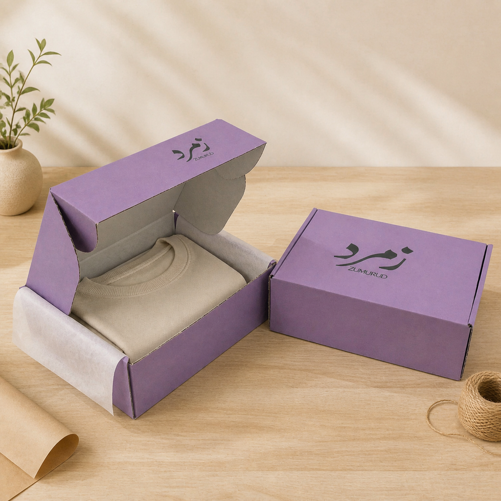 Purple 3-Layer Corrugated Mailing Box 267x200x88mm Custom Print, 1 color printing — realistic use view