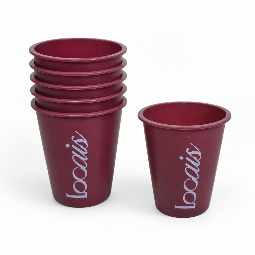 Red Stackable Eco-Friendly 12 oz Drinking Beaker with Print — alternate functional view
