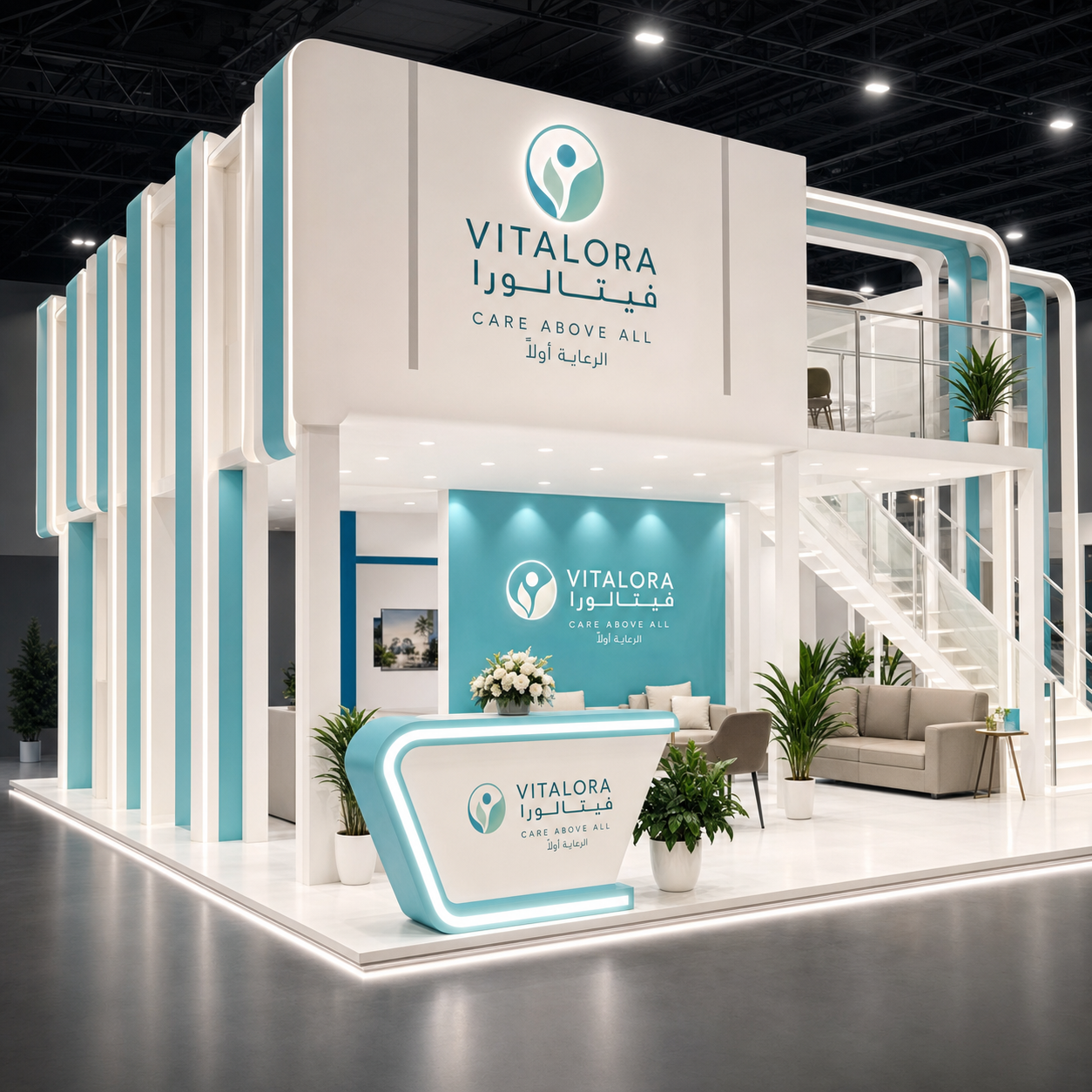 VITALORA 6×6 double-deck healthcare exhibition booth