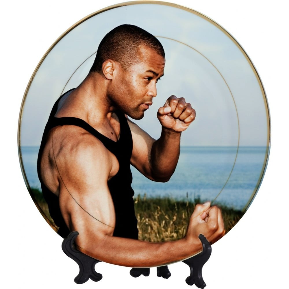 White round plate for sublimation printing with gold rim, size 27 cm — product image 2